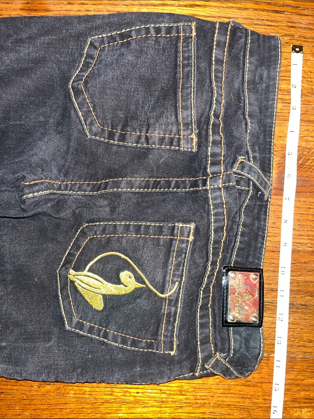 Vintage Baby Phat | Black Flare Jeans with Embroidered Back Detail - Picture 2 of 8